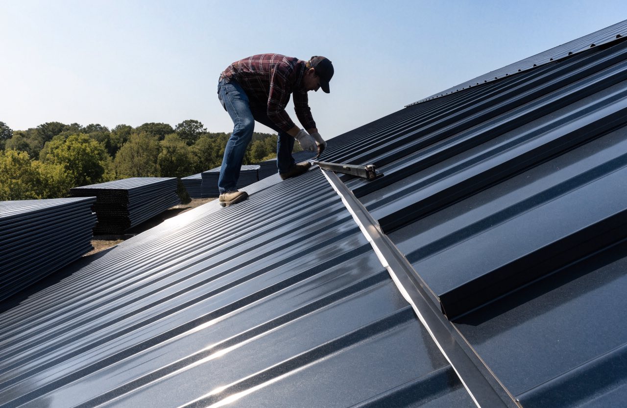 Metal Roofing work underway in Little Rock