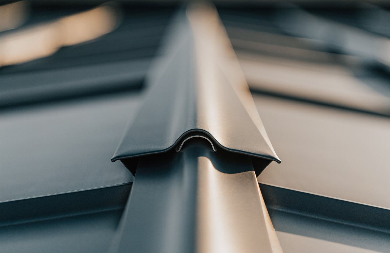 Close inspection of metal roofing details