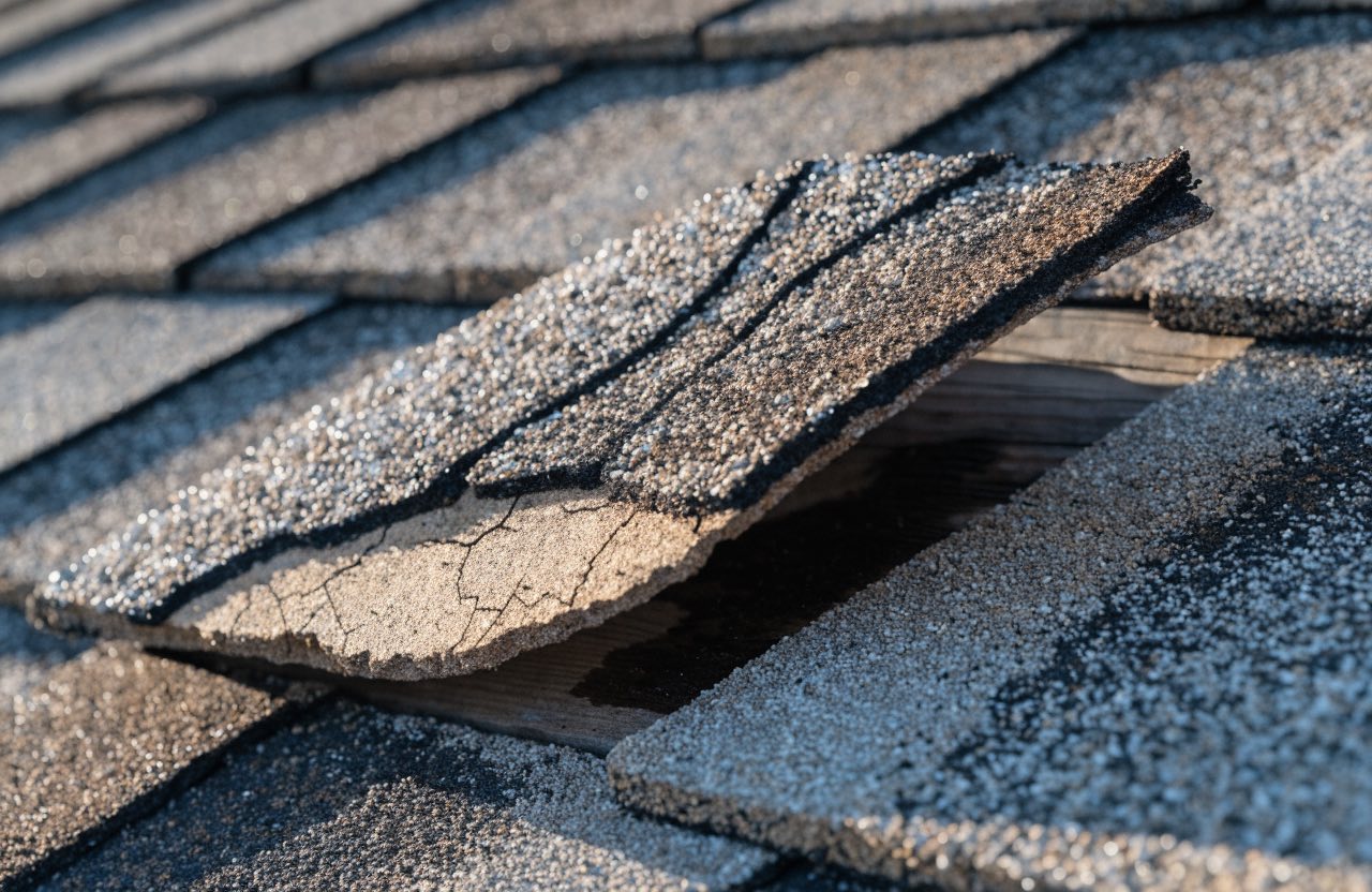 Close inspection of roof repair details